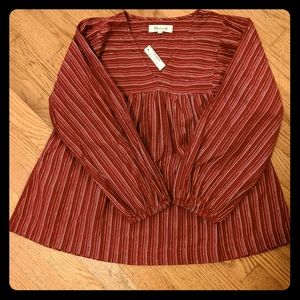 Madewell Striped Burgundy Blouse